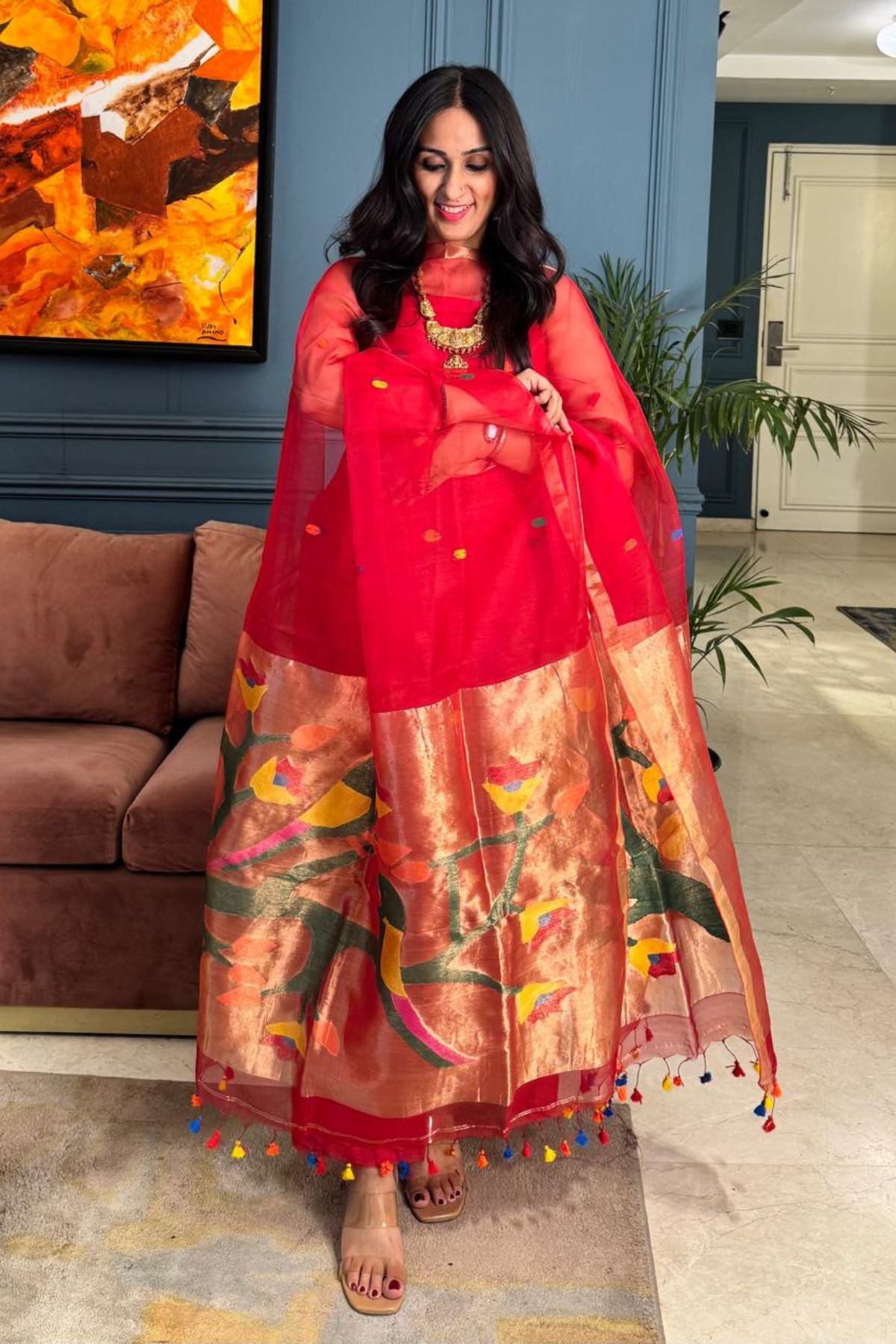 Muslin sets with Paithani inspired Jamdani work